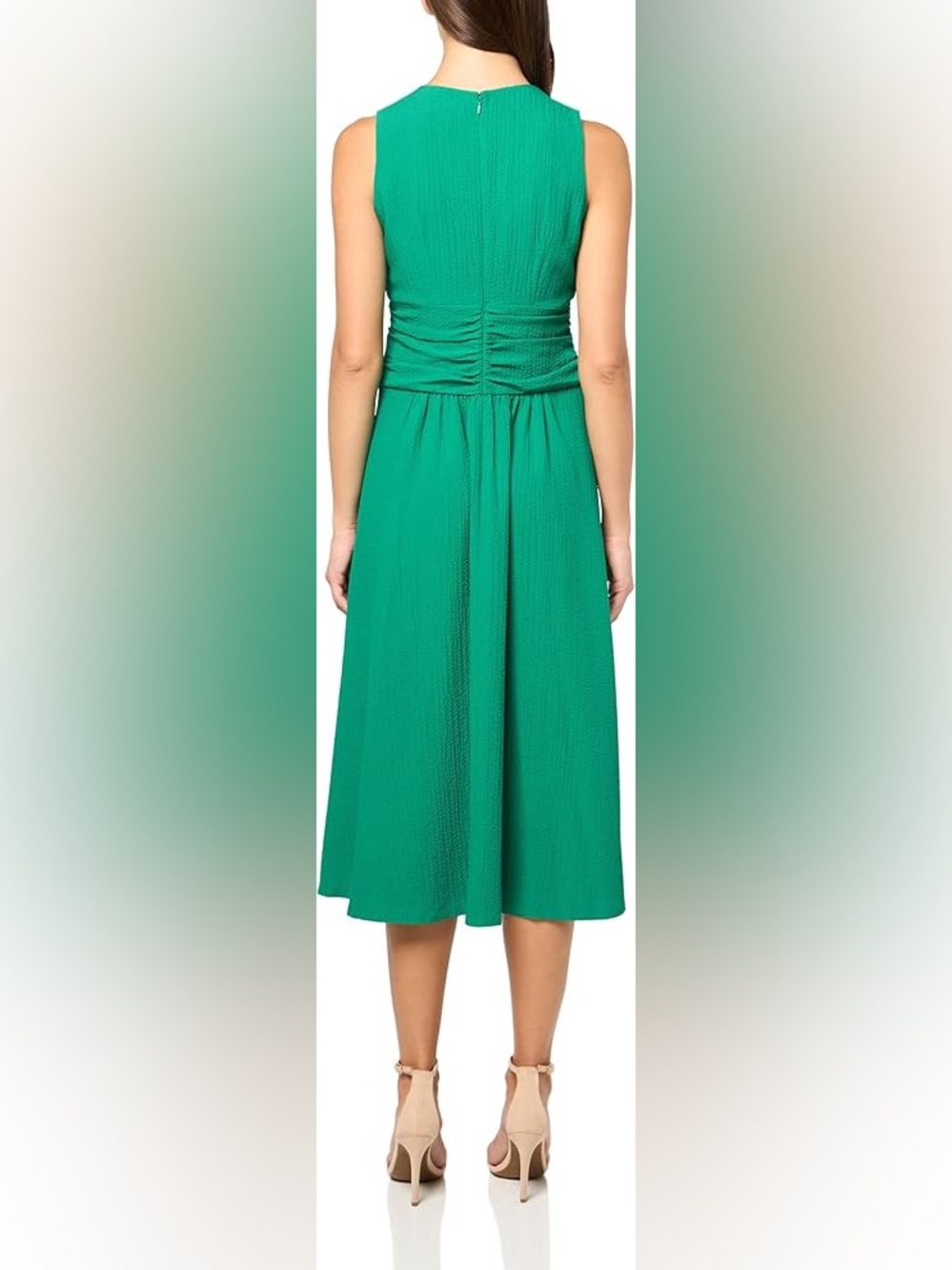 Calvin Klein Green V-Neck Knotted Waist Maxi Dress - Picture 2 of 7